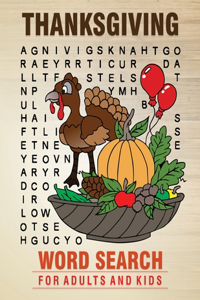 Thanksgiving Word Search for Adults and Kids