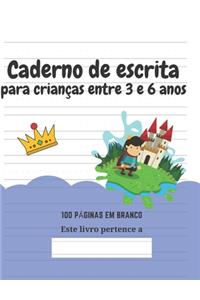 Caderno de escrita para crianças entre 3 e 6 anos