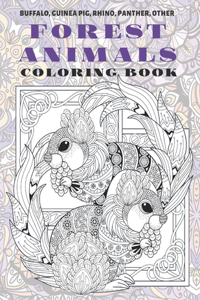 Forest Animals - Coloring Book - Buffalo, Guinea pig, Rhino, Panther, other