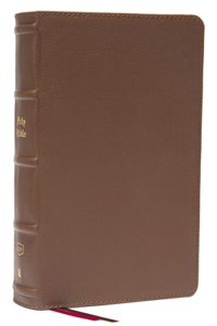 KJV Large Print Single-Column Bible, Personal Size with End-Of-Verse Cross References, Brown Genuine Leather, Red Letter, Comfort Print: King James Version