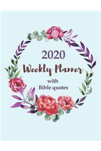 2020 Weekly Planner with Bible Quotes One Week Per Page: 12 Month Agenda Organizer With Biblical Verses For Christians