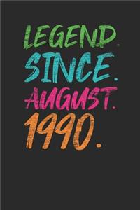 Legend Since August 1990: Small Lined Notebook - 29th Birthday Gift or 29th Anniversary Gift Idea