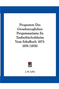Programm Des Grossherzoglichen Progymnasiums Zu Tauberbischofsheim Vom Schulharh 1875-1876 (1876)