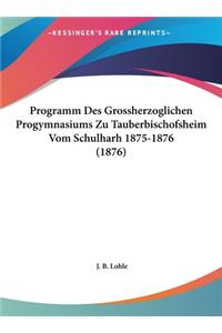 Programm Des Grossherzoglichen Progymnasiums Zu Tauberbischofsheim Vom Schulharh 1875-1876 (1876)