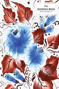 Large Address Book - Office/Desk 8.5 X 11: Blue Brown Floral