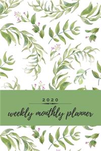 2020 Weekly Monthly Planner: Floral Weekly & Monthly Calendar for 2020 With Extra Space For Notes Watercolor Notebook for Women 136 pages 6x9