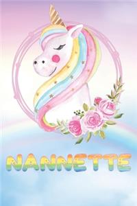 Nannette: Nannette's Unicorn Personal Custom Named Diary Planner Perpetual Calendar Notebook Journal 6x9 Personalized Customized Gift For Someone Who's Surnam