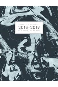 2018-2019 Weekly and Monthly Academic Planner: Daily Student Planner Yearly Schedule Agenda (August 2018 - July 2019) Dark Blue Marble