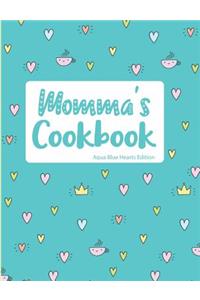 Momma's Cookbook Aqua Blue Hearts Edition