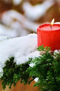 Red Candle and Snow Covered Pine Needles Journal