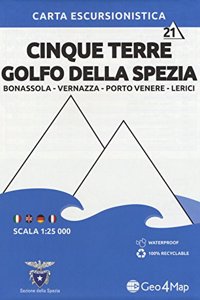 Carta escursionistica Cinque Terre Golfo della Spezia. Scala 1:25.000. Ediz. italiana, inglese, tedesca e francese