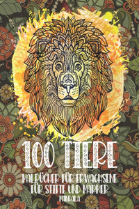Malbücher für Erwachsene für Stifte und Marker - Mandala - 100 Tiere
