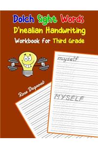Dolch Sight Words D'nealian Handwriting Workbook for Third Grade