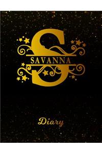 Savanna Diary: Letter S Personalized First Name Personal Writing Journal Black Gold Glittery Space Effect Cover Daily Diaries for Journalists & Writers Note Taking