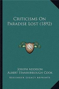 Criticisms On Paradise Lost (1892)