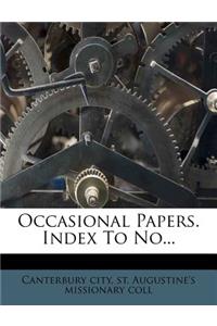 Occasional Papers. Index to No...