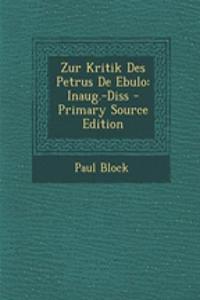 Zur Kritik Des Petrus de Ebulo
