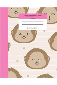 Wide Ruled Monkey Notebook Composition Book