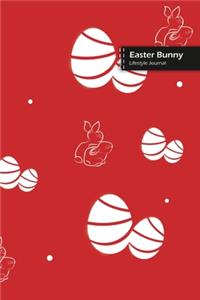 Easter Bunny Lifestyle Journal, Blank Write-in Notebook, Dotted Lines, Wide Ruled, Size (A5) 6 x 9 In (Red)