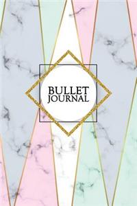 Bullet Journal: Marble + Gold Bullet Journal - 120-Page 1/4 Inch Dot Grid Notebook - 6 X 9 Marble & Gold Perfect Bound Softcover