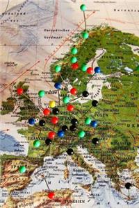 A Map of Europe with Cities Marked in Pins Journal