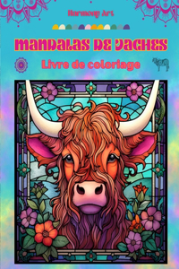 Mandalas de vaches Livre de coloriage pour adultes Dessins anti-stress pour encourager la créativité