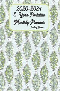 2020 - 2024 5-Year Portable Monthly Planner Fantasy Leaves 6x9