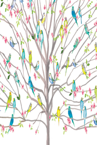 Tree of Budgies Note Cards (14 Cards, 15 Self-Sealing Envelopes)