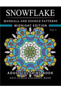 Snowflake Mandala and Doodle Pattern Coloring Book Midnight Edition Vol.1