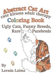 Abstract Cat Art Cute Kittens Adult Therapy Coloring Book