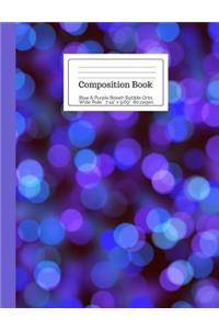 Composition Book Blue & Purple Bokeh Bubble Orbs Wide Rule