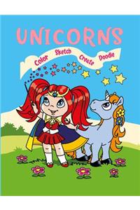 Unicorns Color Sketch Create Doodle