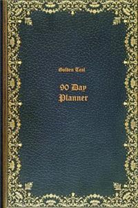 Golden Teal 90 Day Inspirational Planner: Undated 6x9 - 150 Pages Illustrated Personal Journal - leather look paperback