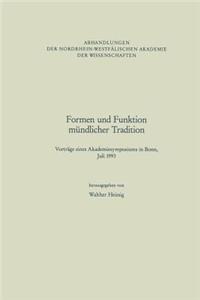 Formen Und Funktion Mündlicher Tradition