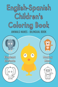 English-Spanish Children's Coloring Book - Animals Names - Bilingual Book