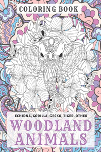 Woodland Animals - Coloring Book - Echidna, Gorilla, Gecko, Tiger, other