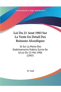 Loi Du 21 Aout 1903 Sur La Vente En Detail Des Boissons Alcooliques