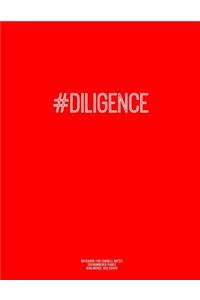 Notebook for Cornell Notes, 120 Numbered Pages, #DILIGENCE, Red Cover