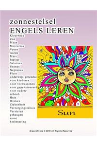 zonnestelsel ENGELS LEREN Kleurboek Zon Maan Mercurius Venus Aarde Mars Jupiter Saturnus Uranus Neptunus Pluto onderwijs gereedschap voor kinderen voor volwassenen voor gepensioneerden voor oudere