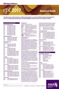 CPT 2017 Express Reference Coding Card Behavioral Health