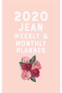 JEAN planner 2020-2021, planner calendar 2020 for JEAN Monthly Weekly 2020 Planner A beautiful