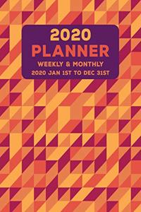 Weekly Monthly 2020 Planner Geometric Purple Yellow: January to December Calendar