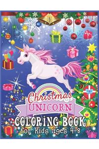 Christmas Unicorn Coloring Book for Kids Ages 4-8