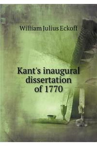 Kant's Inaugural Dissertation of 1770