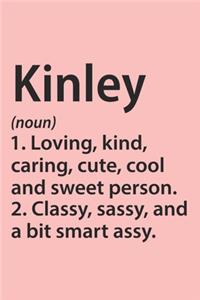 Kinley Definition Personalized Name Funny Notebook Gift, notebook for writing, Personalized Name Gift Idea Notebook