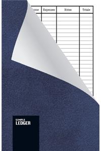 Simple Ledger: Paperback, Cash Book,120 pages, Simple Income Expense Book, Blue Leather Look, Durable Softcover