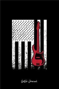 Guitar Journal: Lined Journal - Electric Guitar USA Flag Black Cool Vintage Music Gift - Black Ruled Diary, Prayer, Gratitude, Writing, Travel, Notebook For Men Wom