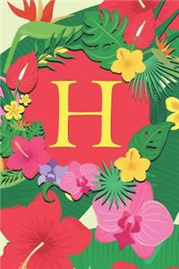 H: Pretty Initial Monogram Letter Journal & Diary Notebook for Girls, Teens, and Women: 120 6x9 Lined Pages With Beautiful Flowers for Writing and Draw