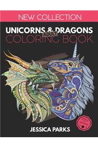 Unicorns and Dragons Coloring Book