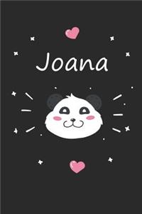 Joana: Personalisiertes Panda Tage-/Notizbuch mit dem Vornamen Joana und ganzen 100 linierten Seiten im 6x9 Zoll Format (ca.DIN A5). Optimal als Schreibhef